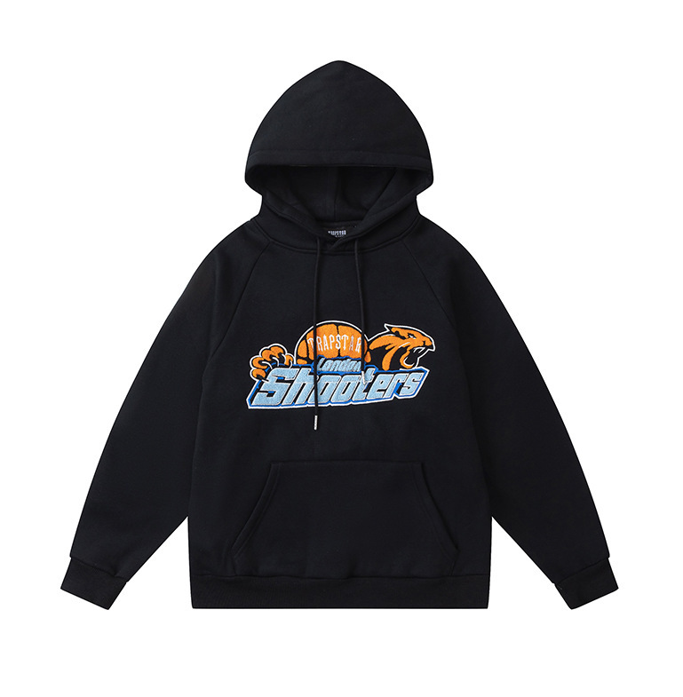 Trapstarタオル刺繍とベルベットの帽子付きガードルのジッパー付きズボンのカジュアルセット|undefined