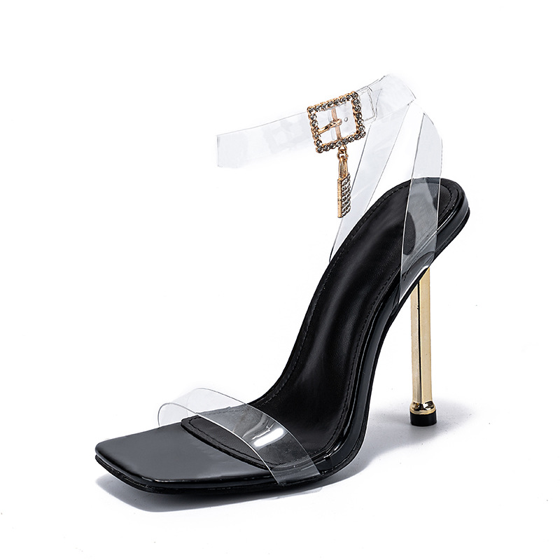 high-heeled square toe transparent sandals nihaostyle clothing wholesale NSSO68814