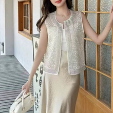 南油批发2025年夏季新款 欧根纱桑蚕丝重工刺绣 休闲时尚马甲上衣