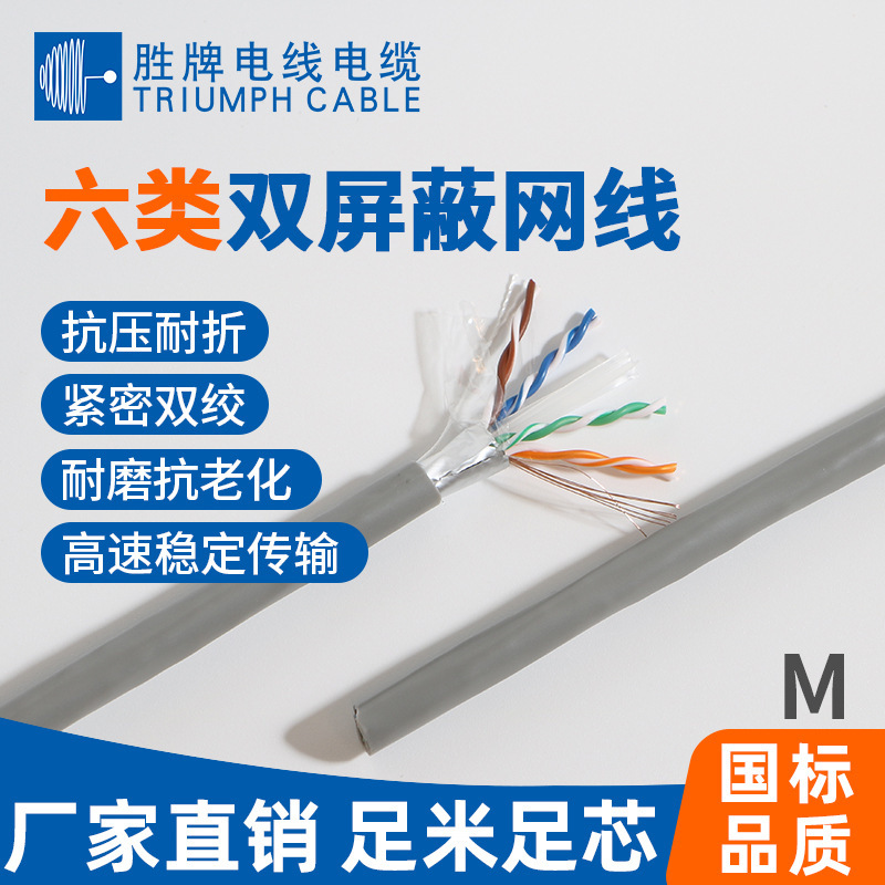 Monitoring Network Cable Outdoor Category 6 Network Cable Aluminum Foil Wire Single Shielded Oxygen-Free Copper 0.57 with Cross Skeleton