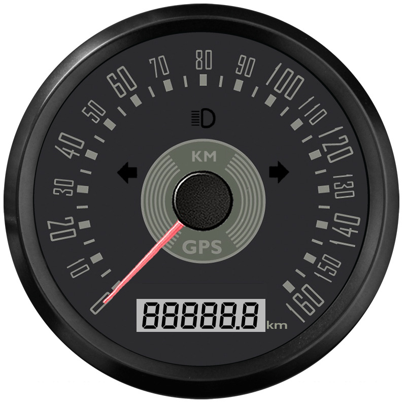 Universal 85mm Universal GPS Speedometer Odometer Adjustable 12V 24V Car RV Motorcycle (automobile instrument) - black-dial-black-bezel-160kmh