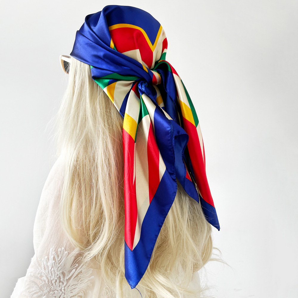 120g Weight Silk Scarf Classification Holiday, Daily Occasion Polyester Material Color Block Pattern Spring&Summer Season Women's Gender Elegant, Retro Style Women's Elegant Retro Color Block Polyester Silk Scarf 1