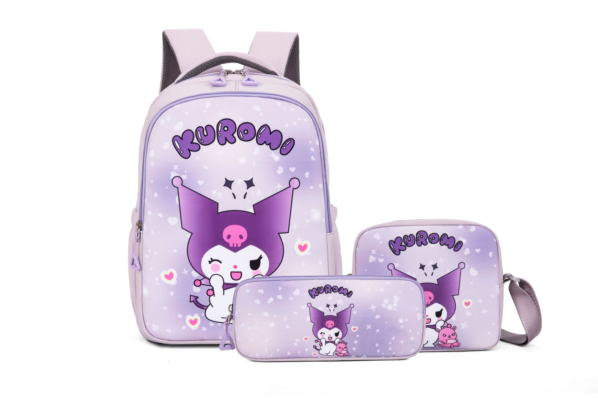 Tres piezas set Koolomi mujer mochila para niños kt gato mochila de dibujos animados mochila de estudiantes lindas mochila de gran capacidad