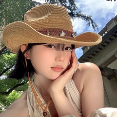 民族风草编西部牛仔帽女夏户外防紫外线海边度假遮阳防晒登山帽子