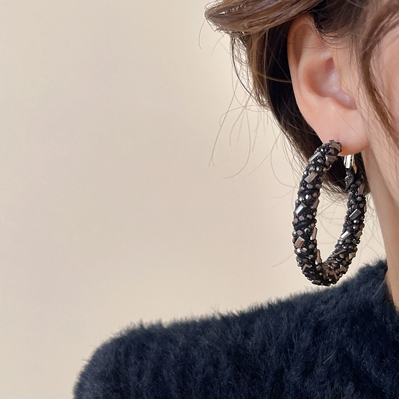 Fashion Circle Metal Inlay Zircon Womenu0027S Earrings 1 Pair