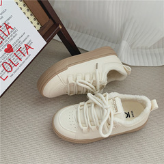 2023冬季學生韓版百搭加絨棉鞋港風皮面保暖小白鞋原宿板鞋子代發