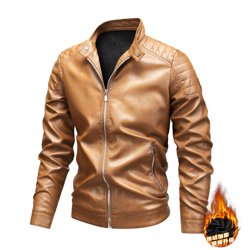 Transfronterizo chaqueta de cuero de hombre primavera y otoño nuevo abrigo coreano delgado y grueso chaqueta de cuello de pie de hombre chaqueta pu grande