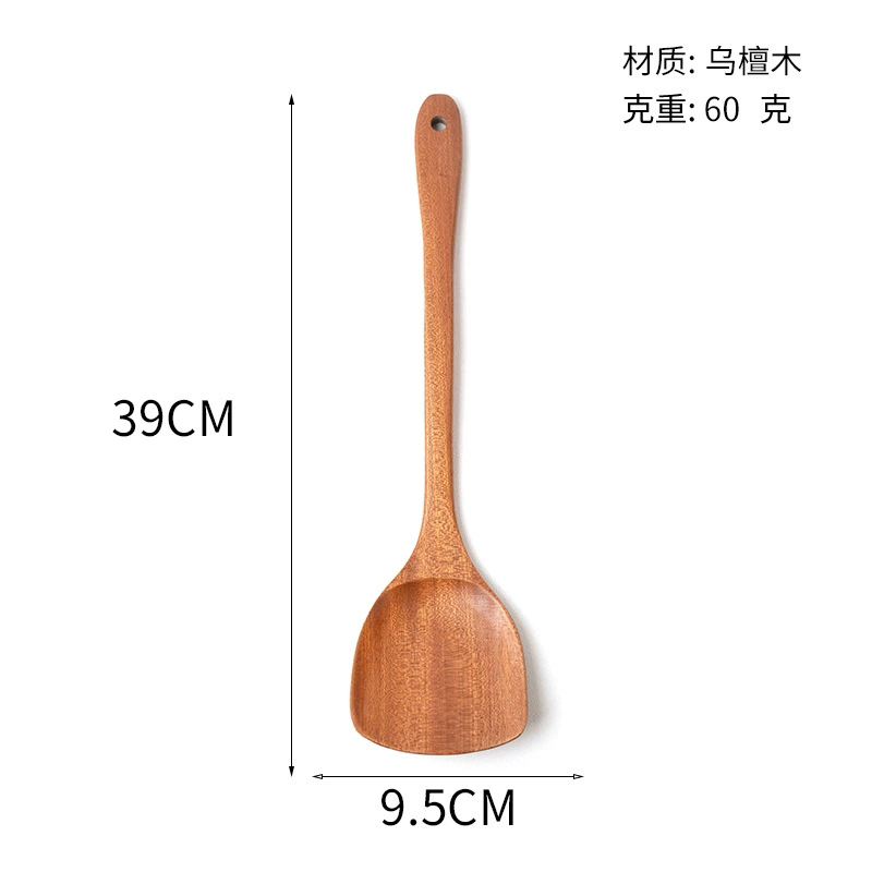 Безочаговая/безполезная? — переведу правильно: Бесмятная Waxless ebony wood spatula non-stick pan Japanese-style extended-handled stir-frying spatula wooden soup spoon porridge spoon kitchen set