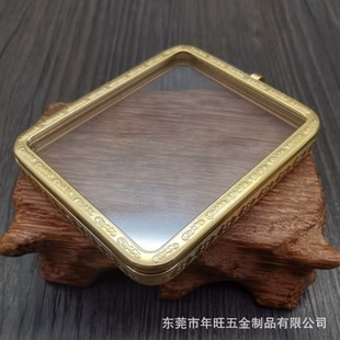 Double-sided gold waterproof titanium steel thangka gawu box Buddha brand transparent shell pendant safety symbol frame gawu box