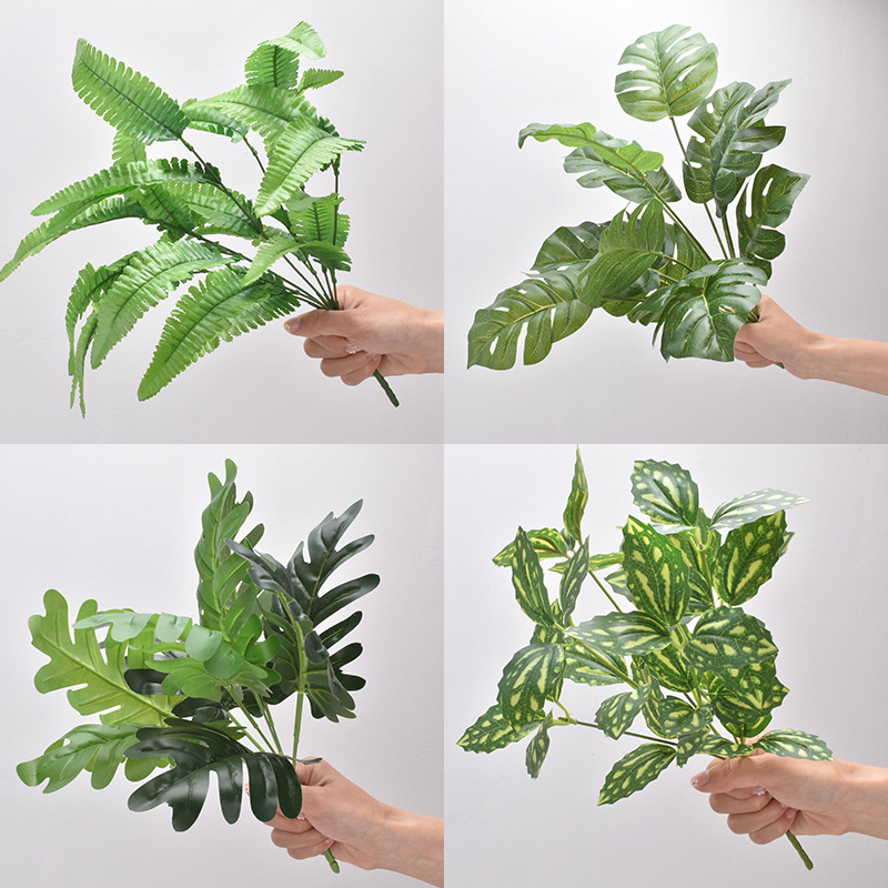 Artificial green plant pot, plant wall with leaf decoration, Persian leaf, glue ivy, fake grass