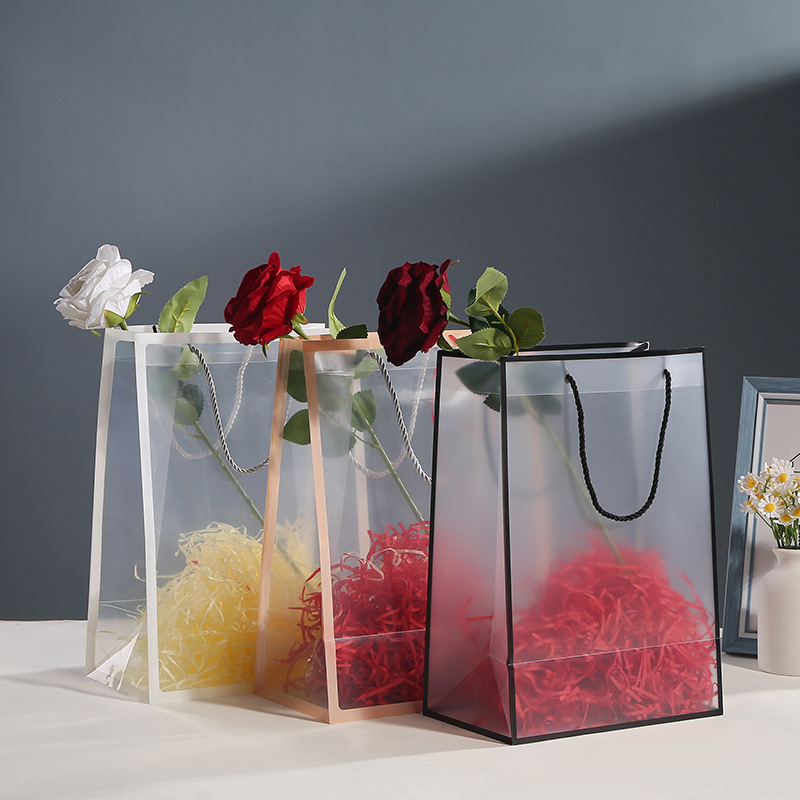 创意手提袋简约透明麿砂礼品袋情人节惊喜礼袋生日礼品袋现货批发
