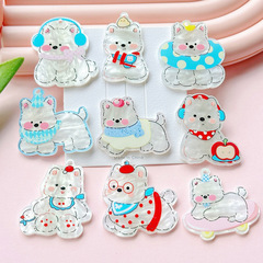 新しいエポキシかわいいウエストハイランド子犬アクリルアクセサリー diy ヘアロープ前髪クリップ漫画パッチ靴の花