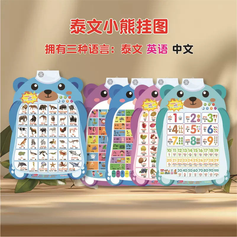 泰国泰语有声挂图泰文字母表墙贴手指点读泰文玩具互动