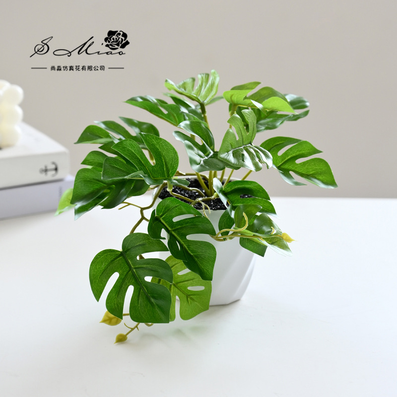 Flor artificial planta verde colgante cesta tortuga hoja pequeño bonsai flor artificial interior decoración creativa maceta artificial