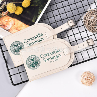 Manufacturer Portable Soft Leather Label Aircraft Boarding Pass Luggage Checked Luggage Tag Beige Pu Leather Luggage Tag