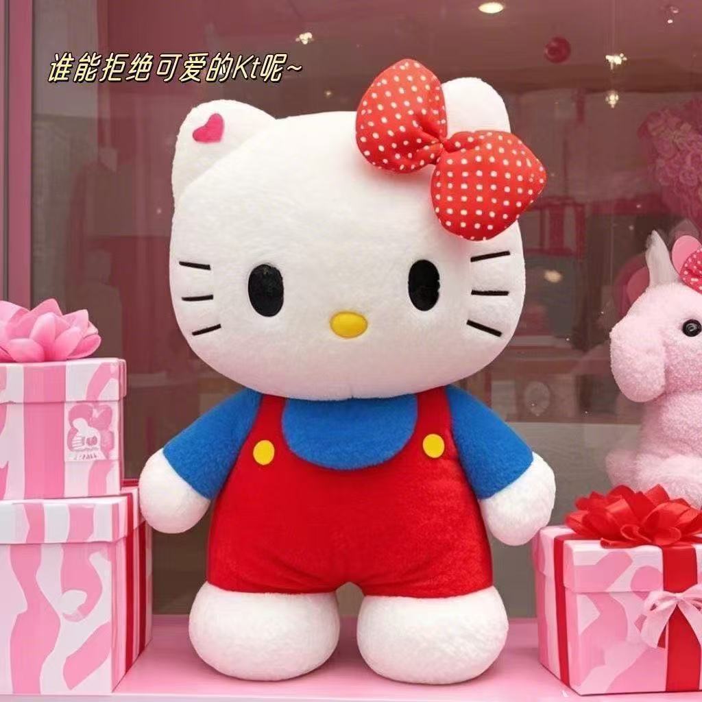 Hello Kitty plush toy KT cat with bow, large sleeping pillow doll