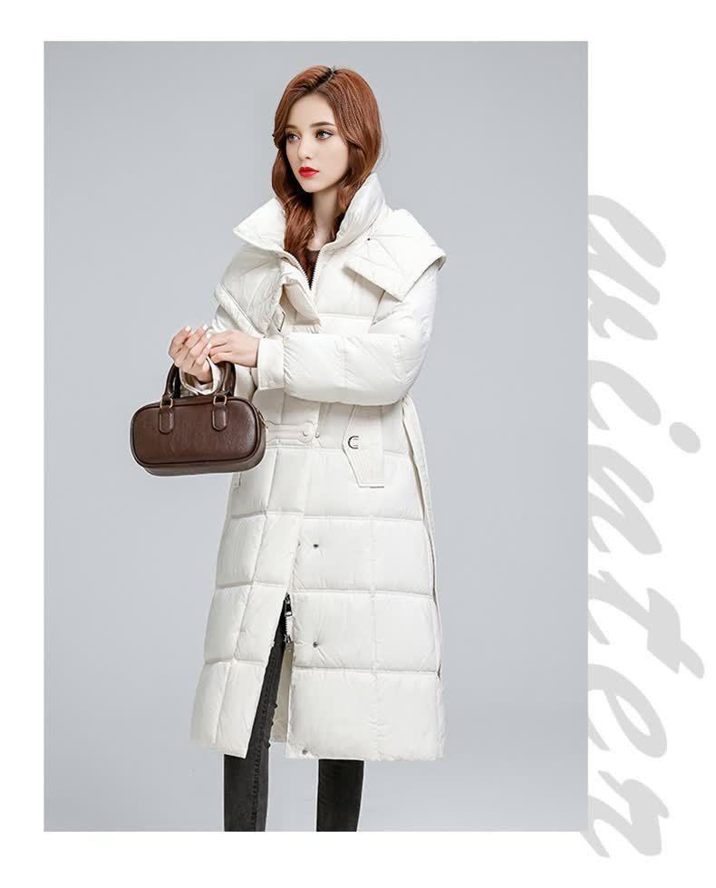 Dames gewatteerde winterjas met capuchon lange puffer jas_voghion.com