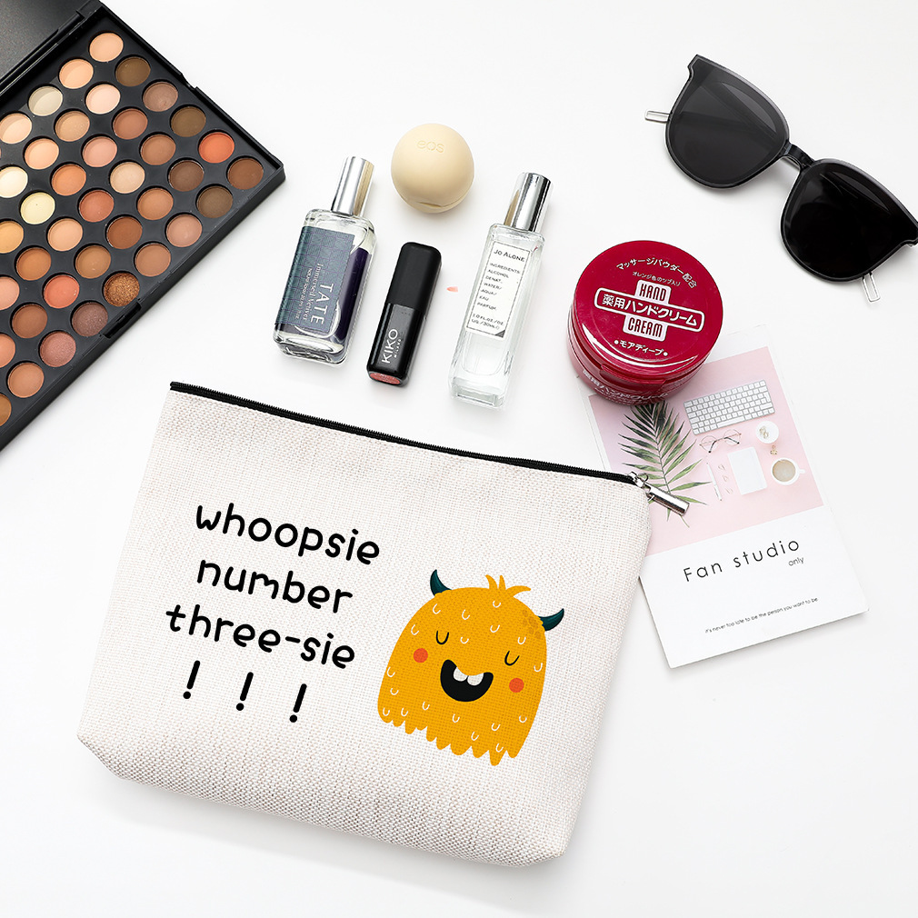 Bolsa de cosméticos simple, bolsa impermeable con cremallera de algodón y lino, bolsa de almacenamiento para cosméticos y joyas, bolsa de almacenamiento para artículos de tocador, joyas