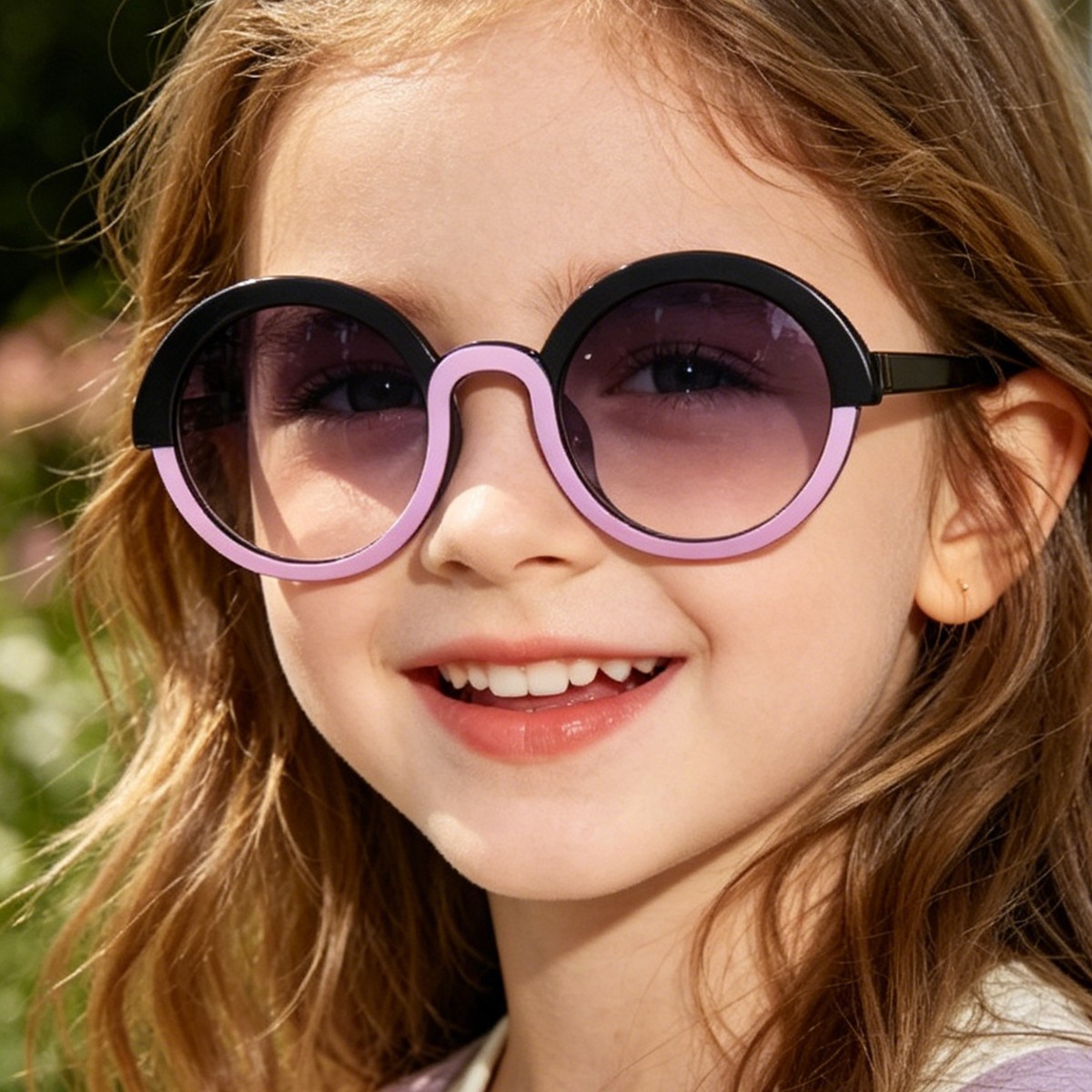 Las nuevas gafas de sol infantiles de Raine, con montura redonda y lacada, ideales para fotografía al aire libre y protección solar en la playa.