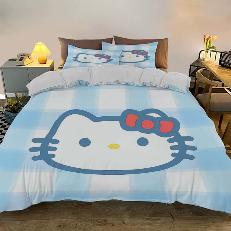 Hello kitty, set, duvet cover, pillowcase, bedspread, 3 piece set, custom-made, polyester