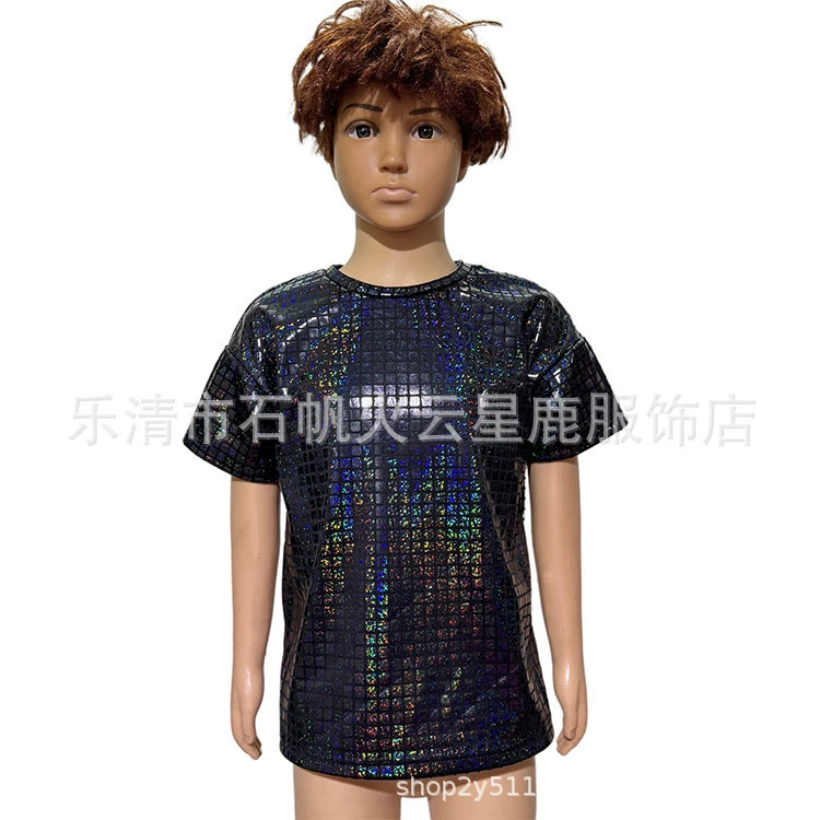 Children's nail sequins, women's watch for adults for men and women, shiny suit, short sleeve T-shirt