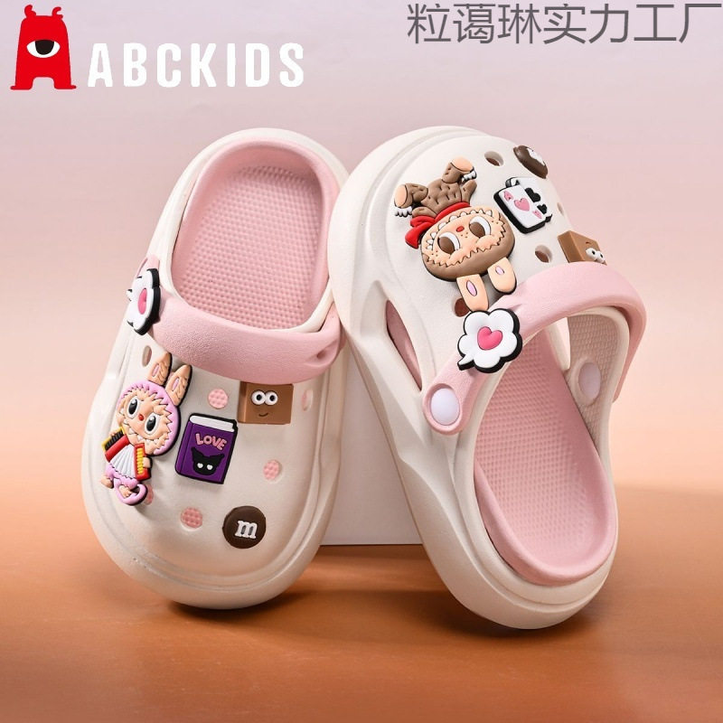 Abckids Labubu 子供用下駄女の子スリッパベビー EVA ソフトソール滑り止めホームアウトドアビーチシューズ|undefined
