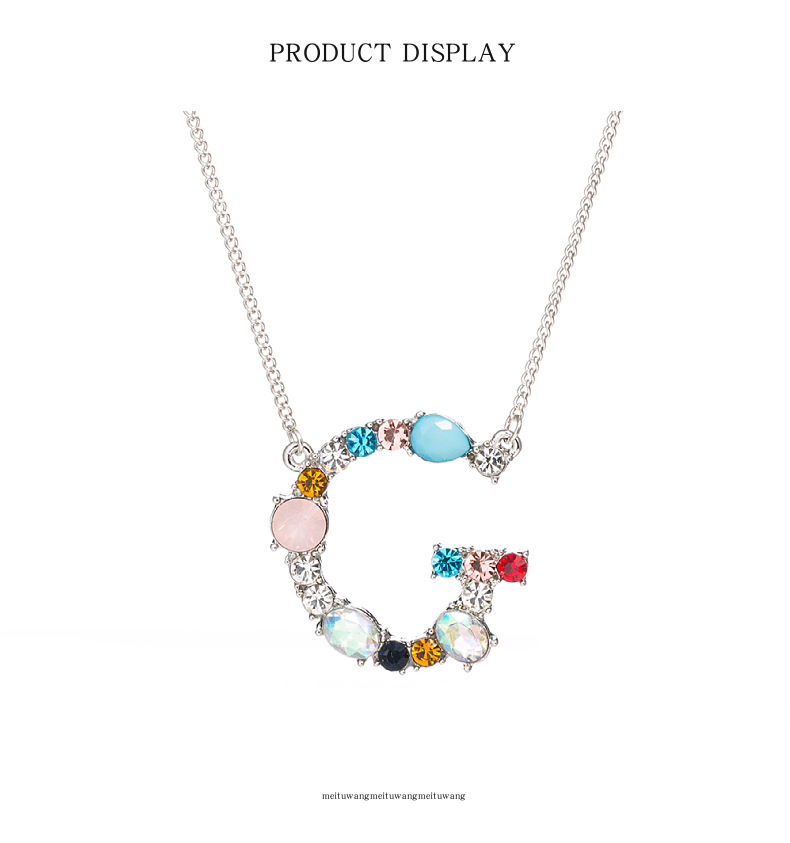 Nouveau Simple Diamant 26 Lettres Anglaises Collier En Alliage En Gros Nihaojewelry display picture 7