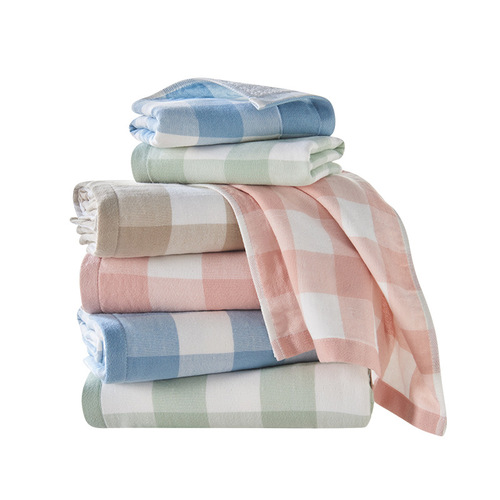 Direct supply from a flower pattern towel manufacturer, supporting one-piece dropshipping. Plain check pattern square hand towels and bath towels.