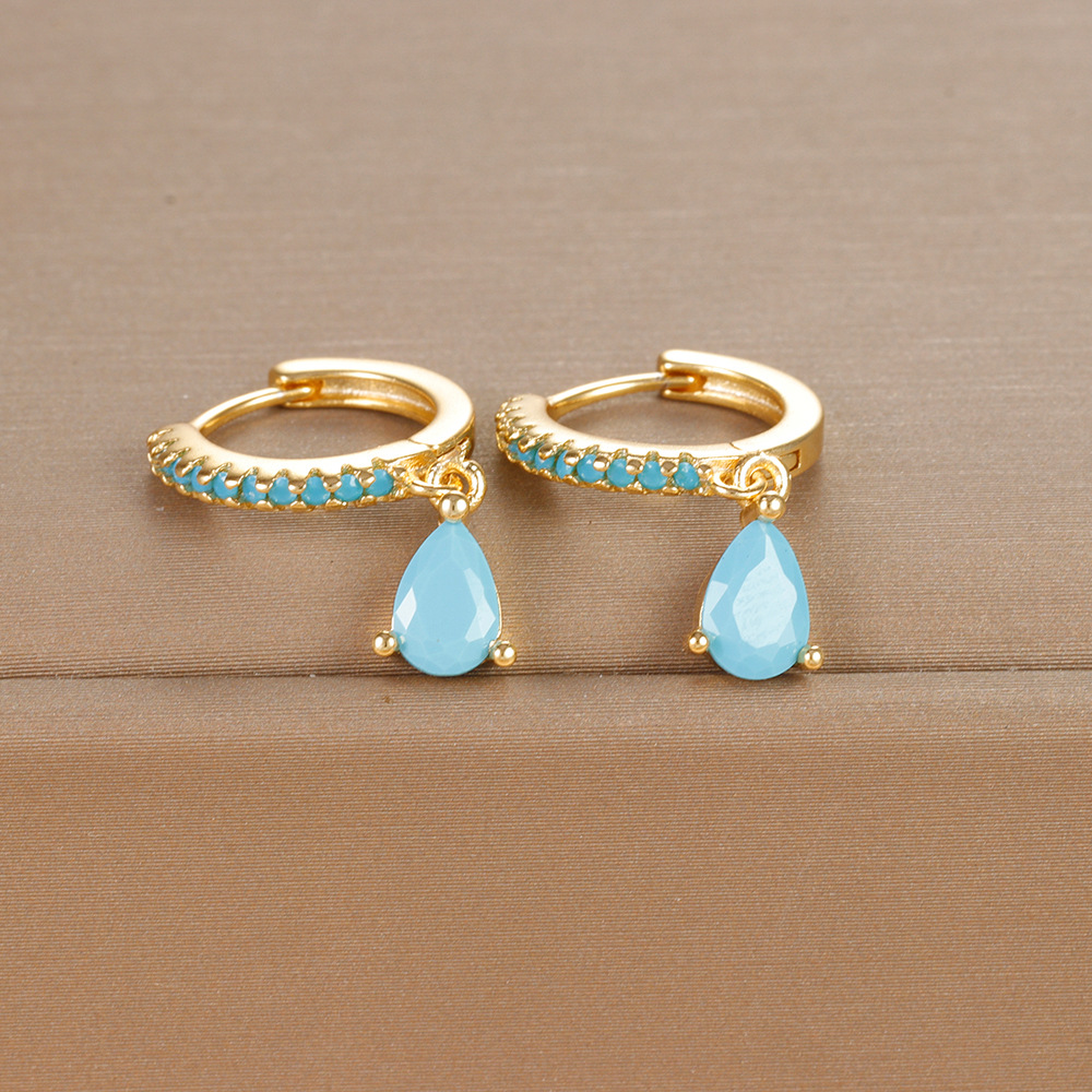 8g Weight 925 Sterling Silver Ear Needle Material Zircon Inlay Material Drop Earrings Classification 1 Pair Quantity Daily, Street Occasion Copper Material Water Droplets Pattern Women's Gender Plating, Inlay Design IG Style, Shiny Style 1 Pair IG Style Shiny Water Droplets Plating Inlay Copper Zircon Drop Earrings 4