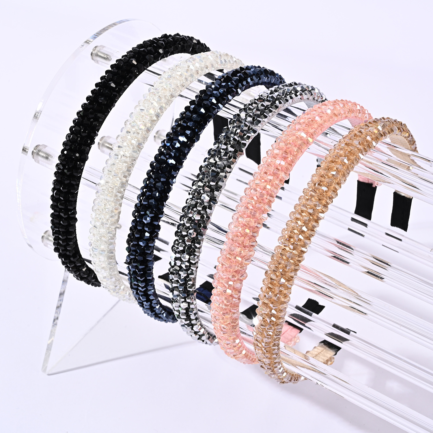 1 Piece Quantity Daily Occasion Retro U Shape Stripe Crystal Hair Band 1 Piece