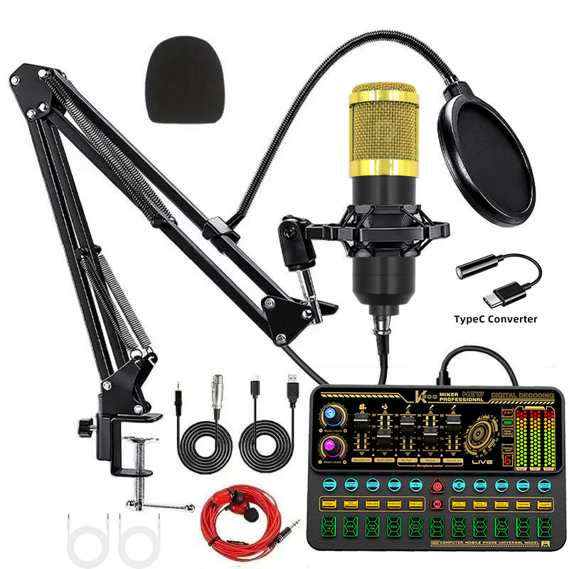 bm800 dorado + K500 + conjunto de conversión typec + auriculares