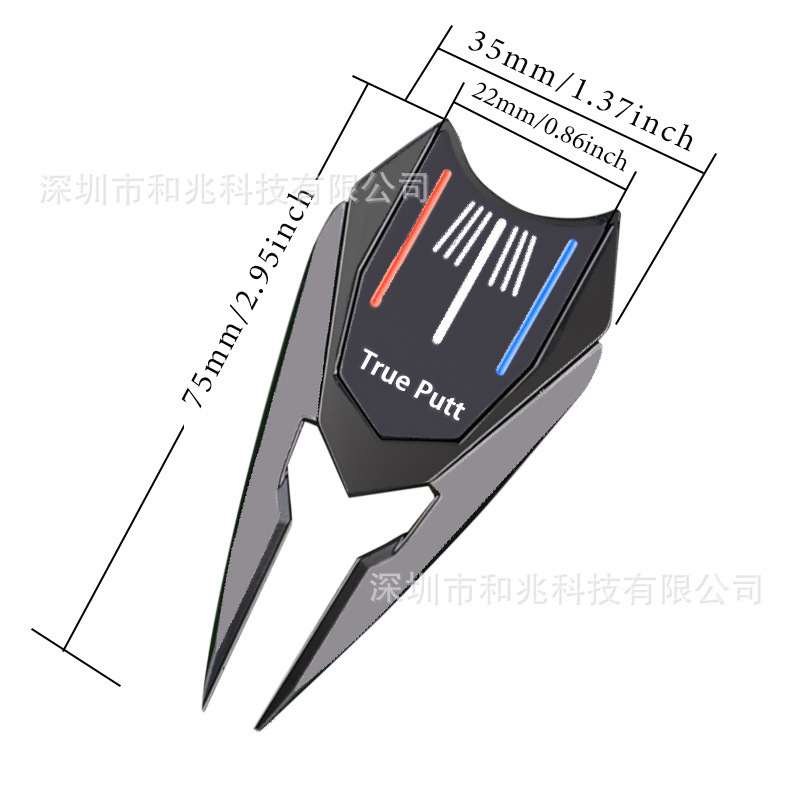 高尔夫果岭叉可折叠配磁性马克金属球位标多功能弹出式修复叉铲草|undefined