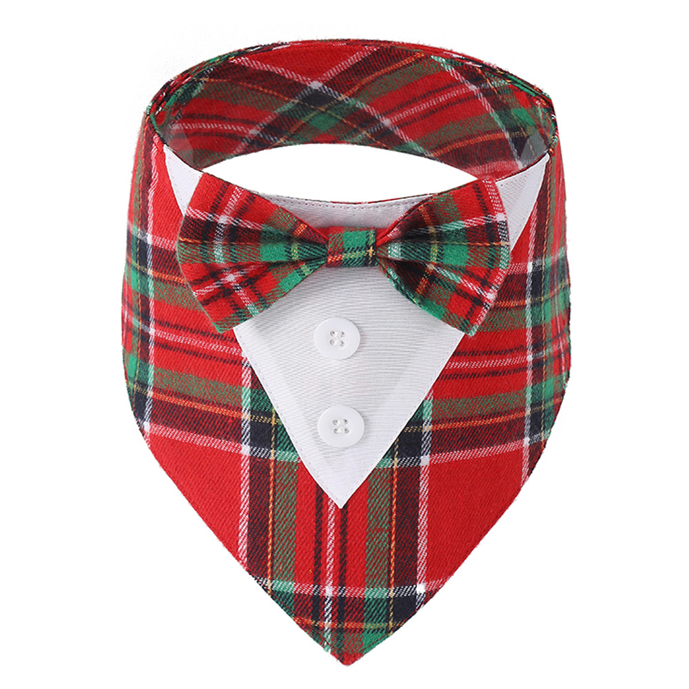 Tanpopo Cross-border Spot Traje de boda británico Toalla de saliva para mascotas Bufanda para perros Toalla triangular para mascotas con velcro