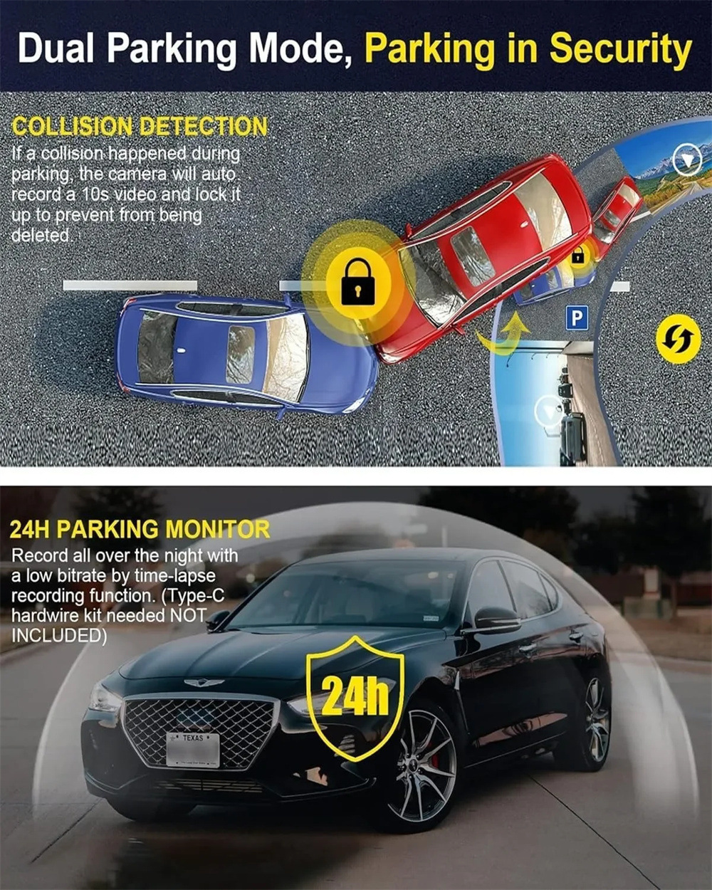 Cross-Border 4K Driving Recorder Front and Rear Dual Camera Wifi Ultra-High Definition Night Vision 24H Parking Monitoring Gps Reversing Image