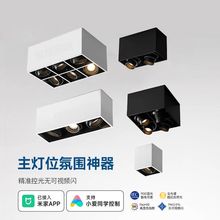 智能明装筒射灯可调角度客厅家用单个双头三头四头六头LED斗胆灯