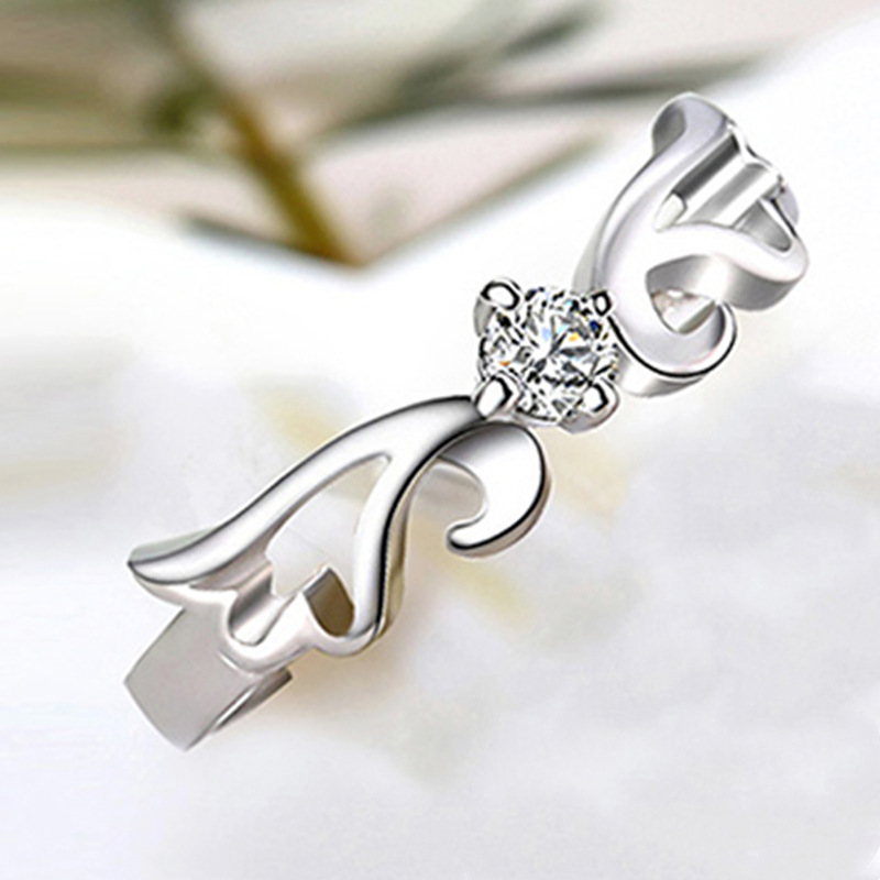 Classic Diamond Encrusted Four Prong Engagement Couple Ring Set_voghion.com