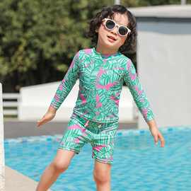 儿童泳衣男童长袖防晒速干分体泳衣温泉套装可爱宝宝小中童游泳衣