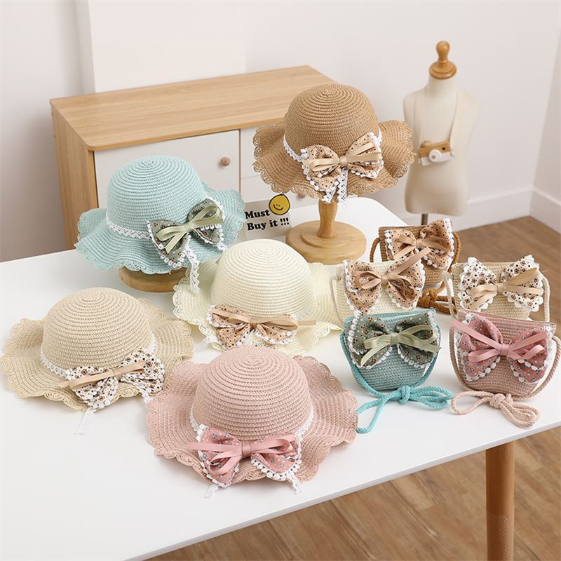 126g Weight Girl's Sweet Bow Knot Straw Hat