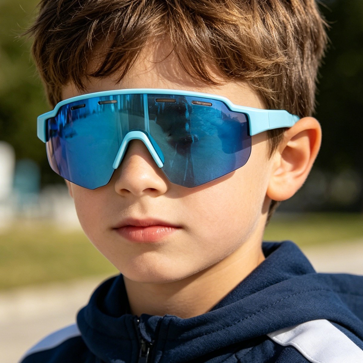 Nuevo estilo transfronterizo para niños, ciclismo al aire libre, gafas deportivas a prueba de viento y geniales, gafas de sol anti-ultravioleta de montura grande para niños y niñas