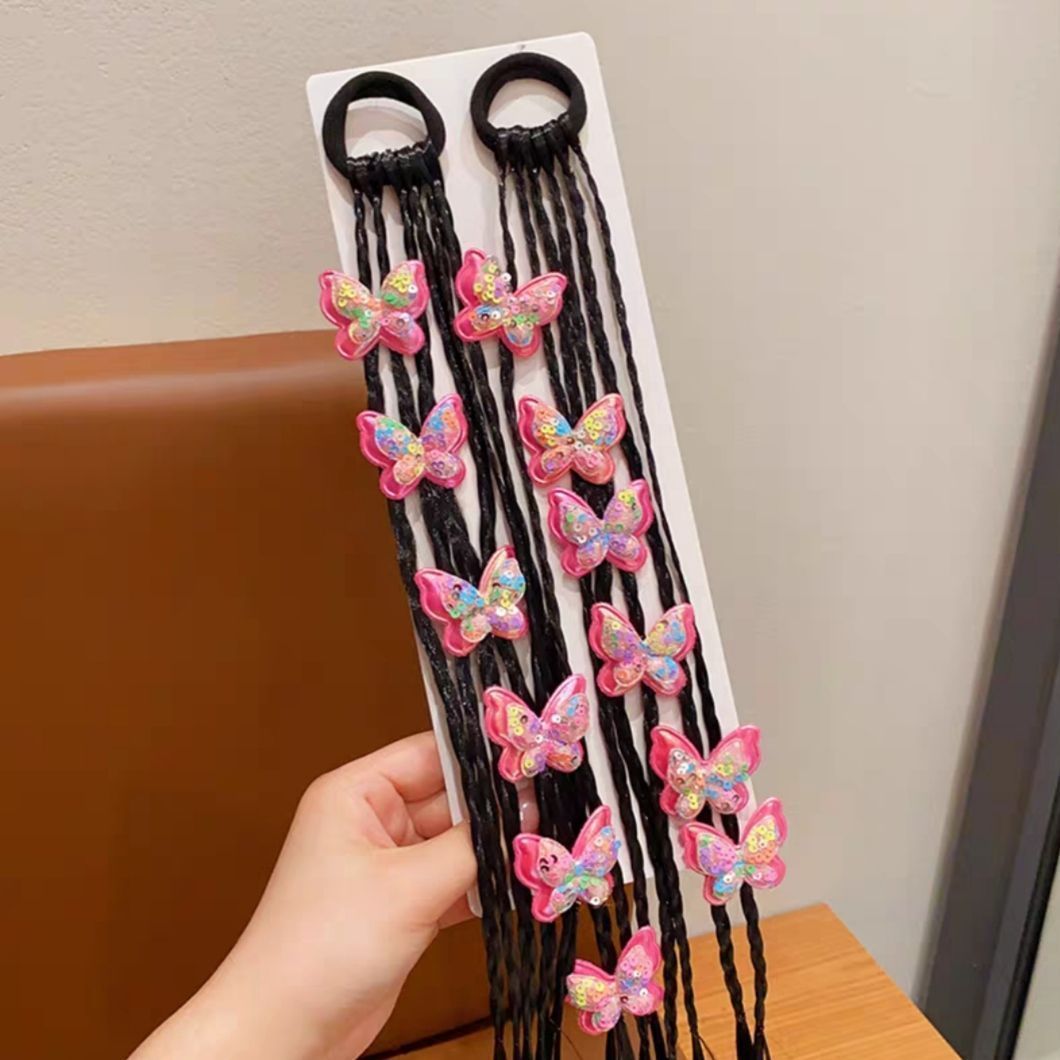 Princesa de nieve para niños peluca trenzada anillo de cabello de cola de caballo alta trenzada cabello de boxeo dulce y fresco trenzado