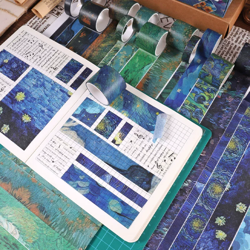 Трансграничная серия водяных лилий Ван Гога и бумажная лента 16 рулонов в пастырском стиле ручная лента