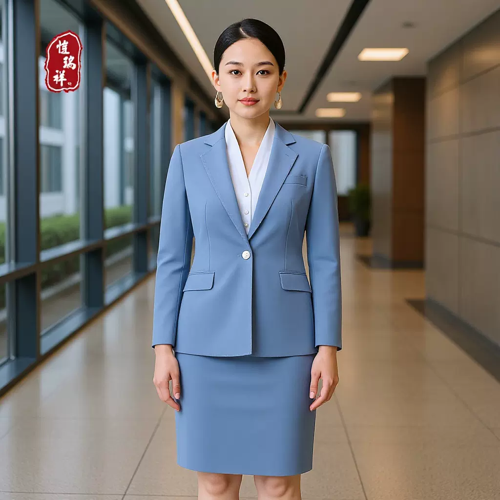 轻奢通勤米色女职业西装裤套装雪纺衬衫白领职场一步裙套装团体服