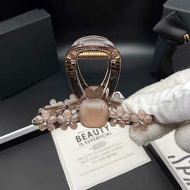 发卡发夹女水晶镶钻时尚后脑勺发夹半扎高马尾头饰发量少盘发夹子