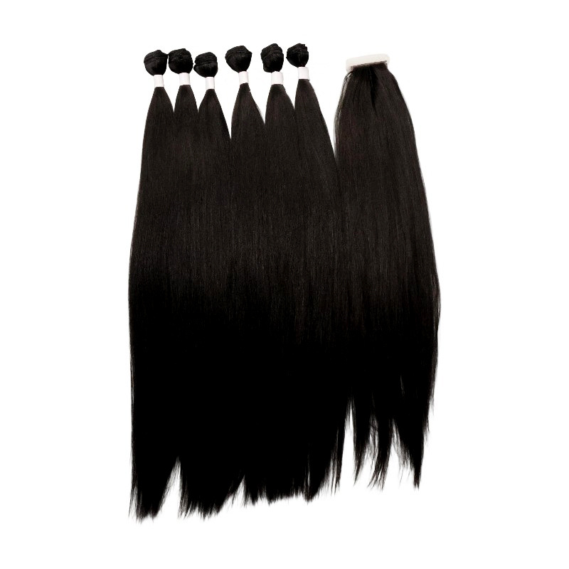 Comercio exterior a través del espejo africano Europa y América cortina de cabello pelucas 6 + 1 bloque de cabello cortina de cabello extensión de cabello fuerza de fábrica al por mayor