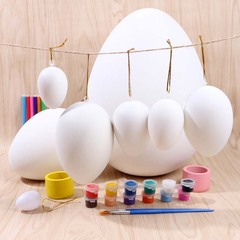 Multi-Color Easter Egg Simulation Eggs for Children's Painting, Doodle, Coloring, White Model Plastic Toy Egg Nest