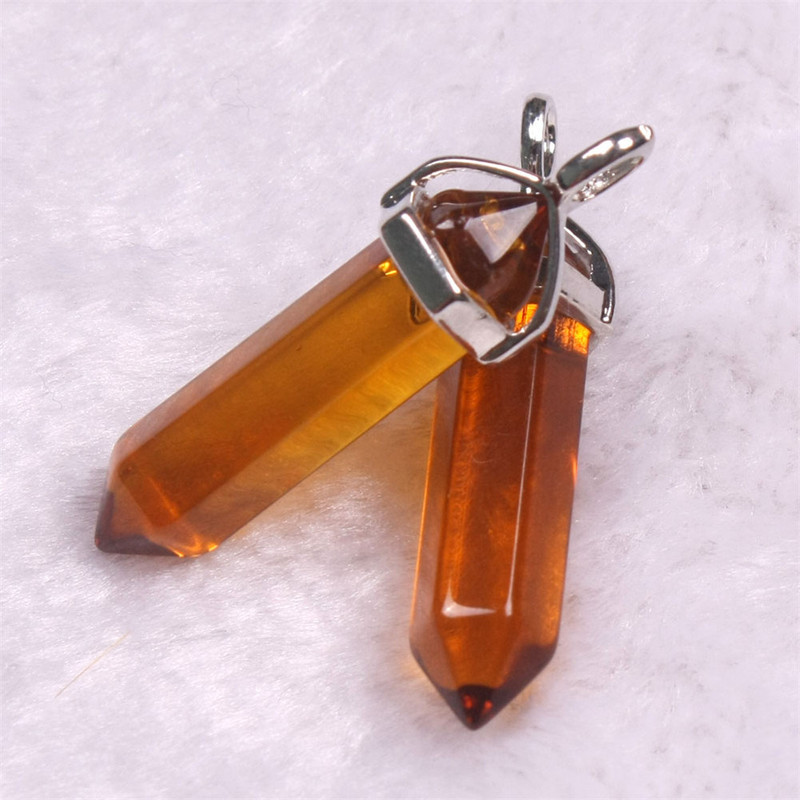 QuartzPointPendant石头水晶玛瑙子弹头六角柱项链吊坠天然水晶|undefined