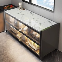 キッチンラック床置き多層岩板収納キャビネット多機能電子レンジオーブン野菜家庭用ロッカー