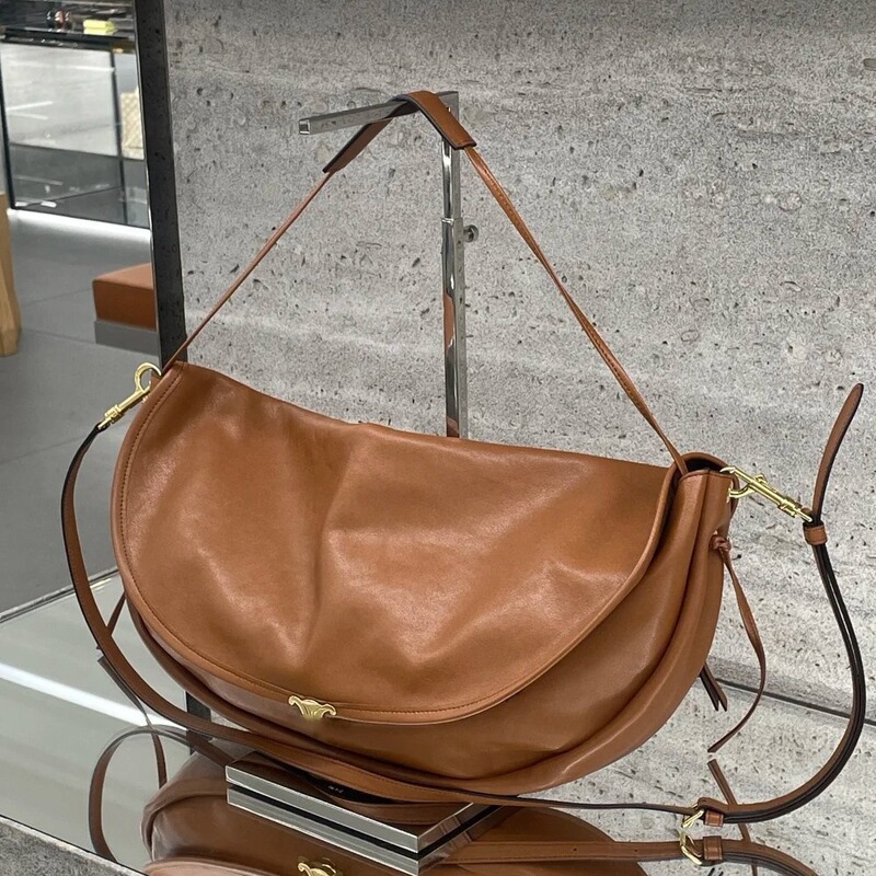 Ce Show Model Halfmoon Genuine Leather Half-Moon Bag New Versatile Shoulder Underarm Bag Large Capacity Crossbody Bag
