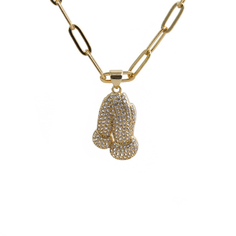 Collier De Zircon Incrusté De Cuivre Avec Pendentif Éclair Hip-hop display picture 5