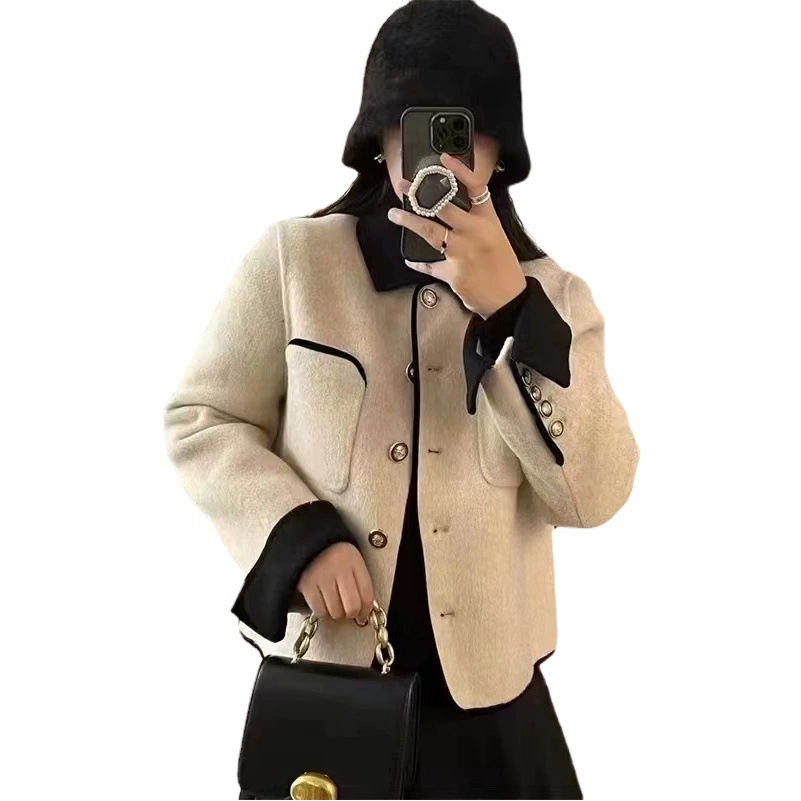 Новая элегантная женская шуба-пальто 2025 года, осенне-зимняя, универсальная, в стиле «маленький аромат», шерстяное, корейская версия